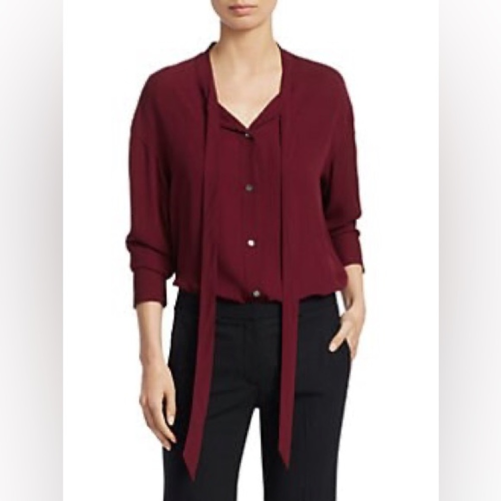 Theory Silk Tie Bow Blouse